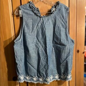 J. Crew Blue Embellished Boxy Tank Top